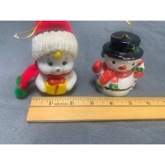 Vintage Porcelain Snowman & Baby Ornament Set - Picture 8 of 9